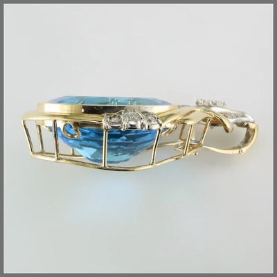 14K de ronde sneed Blauw Topaz And Diamond Pendant Enhance voor Vrouwen