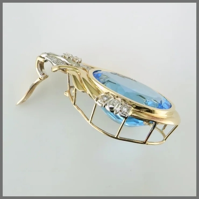 14K de ronde sneed Blauw Topaz And Diamond Pendant Enhance voor Vrouwen