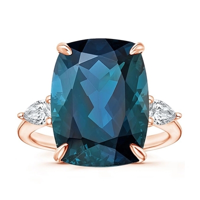 Meisjes Diamond Accents Blue Topaz Ring met 925 Sterling Silver