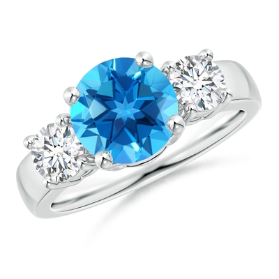 Meisjes Diamond Accents Blue Topaz Ring met 925 Sterling Silver