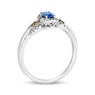 De Oval Besnoeiing Sapphire Ring van le Vian 1/5 Cttw-Goud van de Diamanten14k Vanille