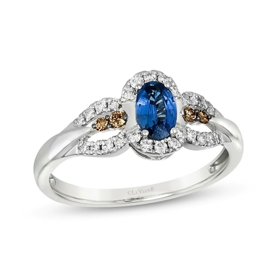 De Oval Besnoeiing Sapphire Ring van le Vian 1/5 Cttw-Goud van de Diamanten14k Vanille