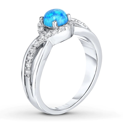 Het laboratorium leidde tot Blauw Opal Ring White Topaz With 925 Sterling Silver