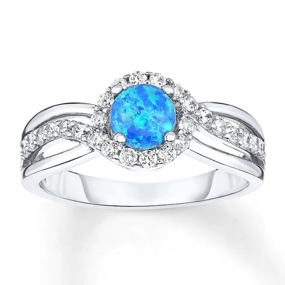 Het laboratorium leidde tot Blauw Opal Ring White Topaz With 925 Sterling Silver
