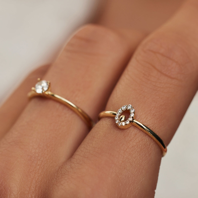 9K gouden Ring With Silver Diamond Engagement Ring For Women