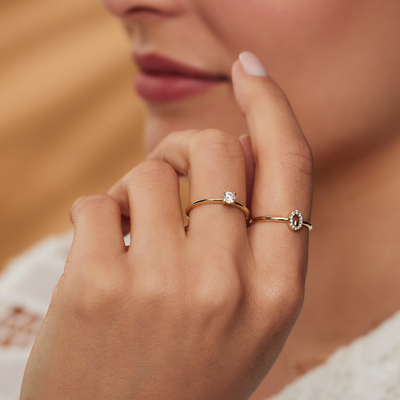 9K gouden Ring With Silver Diamond Engagement Ring For Women