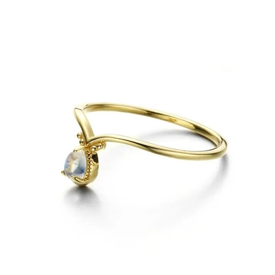 De nieuwe Gele Juwelen van 1 Gram Gouden Ring Designs Solid 9K met het Beschikbare Snelle Verschepen van Moonstone