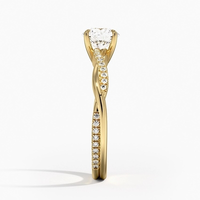 Het tengere Verdraaide Gele Goud van Wijnstokdiamond engagement ring in 9k