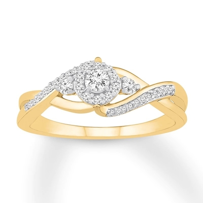 Diamond Ring 1/4 ct tw om de Gele Gouden Trouwring van 9K