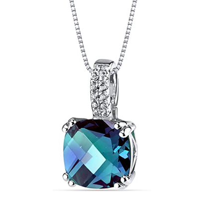 In het groot de Steentegenhanger van Alexandrite van de 925 Vrouwenhalsband van Sterling Silver Jewelry Fashion CZ Laboratorium Gecreeerde
