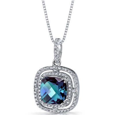 In het groot de Steentegenhanger van Alexandrite van de 925 Vrouwenhalsband van Sterling Silver Jewelry Fashion CZ Laboratorium Gecreeerde