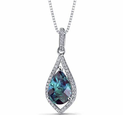 In het groot de Steentegenhanger van Alexandrite van de 925 Vrouwenhalsband van Sterling Silver Jewelry Fashion CZ Laboratorium Gecreeerde