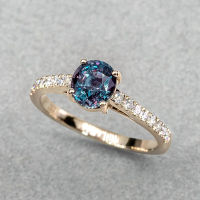 925 Sterling Silver Synthetic Alexandrite Stone Juwelen, 8MM Laboratorium Gecreeerde Alexandrite Ringen