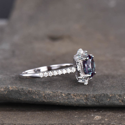 925 Sterling Silver Synthetic Alexandrite Stone Juwelen, 8MM Laboratorium Gecreeerde Alexandrite Ringen