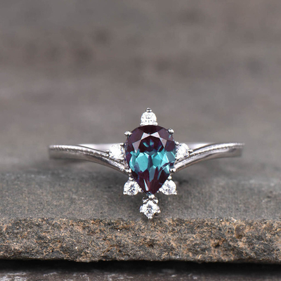 Synthetische Alexandrite-Steenjuwelen, 925 Sterling Silver Lab Created Alexandrite-Ringen