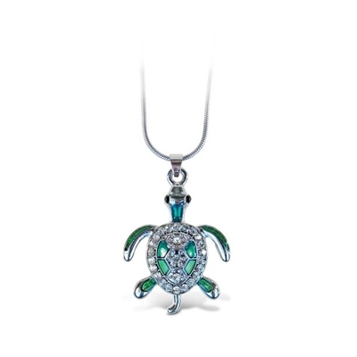 Groene Zilveren de Kettingsjuwelen van de Zeeschildpadhalsband met Bergkristaltegenhanger voor Toevallige Formele Kledij Overzeese het Levenshalsband