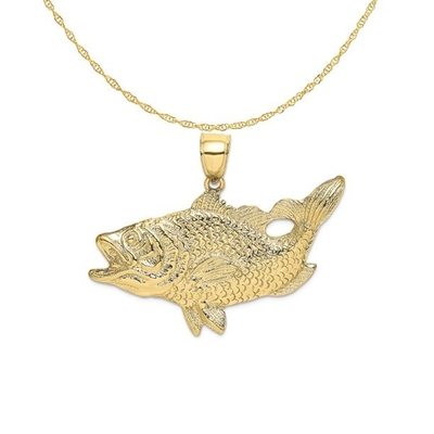 10K het gele Goud poetste de Gegraveerde Charme van de Dolfijnentegenhanger met Halsband van de de Kabelketting van 14K de Gele Gouden Lichtgewicht op