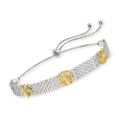 Ross-Simons Three-Tone Sterling Silver Sea-het Leven Bolo Bracelet
