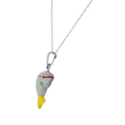 925 Sterling Silver 3D Halsband van de de Charmetegenhanger van de Emaildolfijn