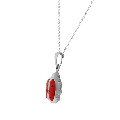 925 Sterling Silver 3D Rode Halsband van de de Charmetegenhanger van het Emaillieveheersbeestje