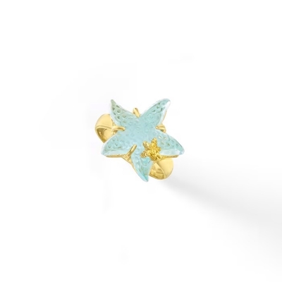Italiaanse Tagliamonte 16mm Blauwe Venetiaanse Ring van de Glaszeester in 18kt-Goud over Sterling