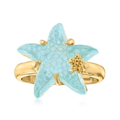 Italiaanse Tagliamonte 16mm Blauwe Venetiaanse Ring van de Glaszeester in 18kt-Goud over Sterling