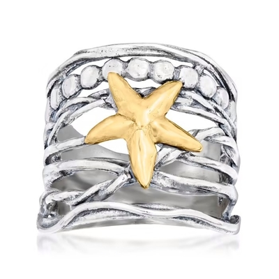 Italiaanse Tagliamonte 16mm Blauwe Venetiaanse Ring van de Glaszeester in 18kt-Goud over Sterling