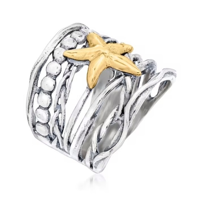 Italiaanse Tagliamonte 16mm Blauwe Venetiaanse Ring van de Glaszeester in 18kt-Goud over Sterling