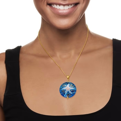 De Italiaanse Murano-Tegenhanger van de Glaszeester in 18kt-Goud over Sterling