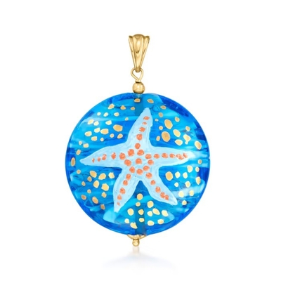 De Italiaanse Murano-Tegenhanger van de Glaszeester in 18kt-Goud over Sterling