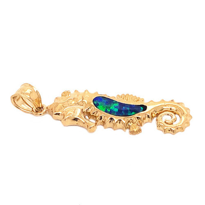 Gele Gouden Blauwe Sapphire Seahorse Pendant Necklace, Oceaanstijl Overzeese het Levensjuwelen