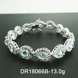 Juwelen 925 van CZ Armband van het de Traantennis van Sterling Silver Pear Cut Green Spinel