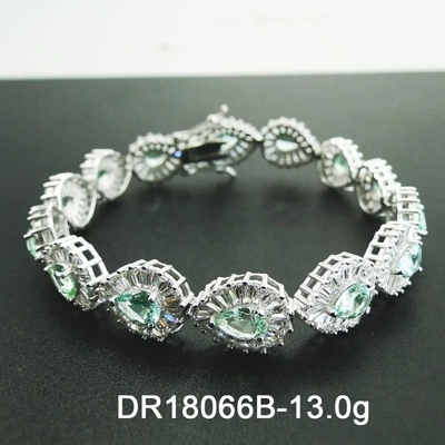 Juwelen 925 van CZ Armband van het de Traantennis van Sterling Silver Pear Cut Green Spinel