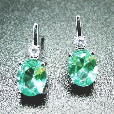De groene Steen Ring Earrings Pure 925 van Spinellen Kubieke Zircon Sterling Silver Fashion Jewelry Set