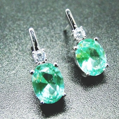 De groene Steen Ring Earrings Pure 925 van Spinellen Kubieke Zircon Sterling Silver Fashion Jewelry Set