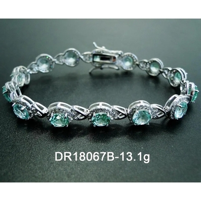925 Sterling Silver Elegant Women Bracelet bedekken het Plaatsen Groene Spinel Armband