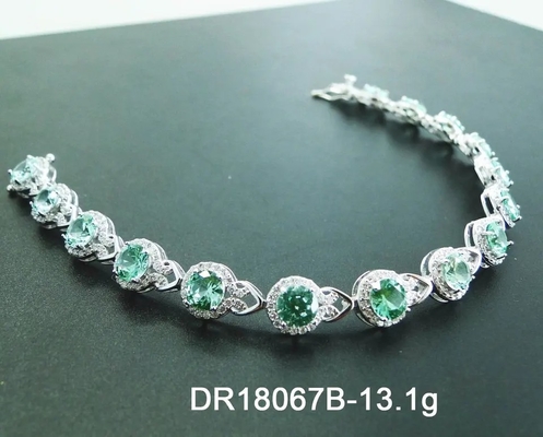 925 Sterling Silver Elegant Women Bracelet bedekken het Plaatsen Groene Spinel Armband