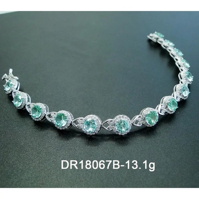 925 Sterling Silver Elegant Women Bracelet bedekken het Plaatsen Groene Spinel Armband