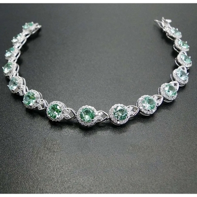 925 Sterling Silver Elegant Women Bracelet bedekken het Plaatsen Groene Spinel Armband