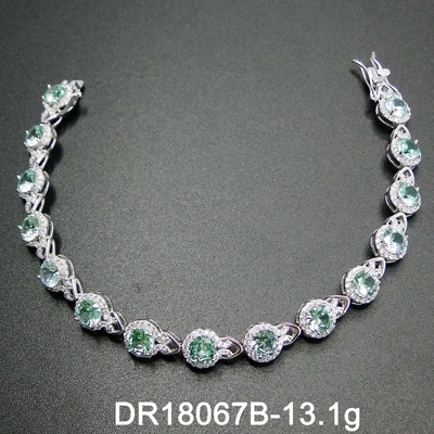 925 Sterling Silver Elegant Women Bracelet bedekken het Plaatsen Groene Spinel Armband