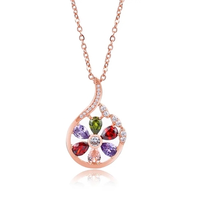 Van de de Oorringshalsband van Garnet Morganite Peridot Crystal Zircon Vastgestelde de Tegenhangerring