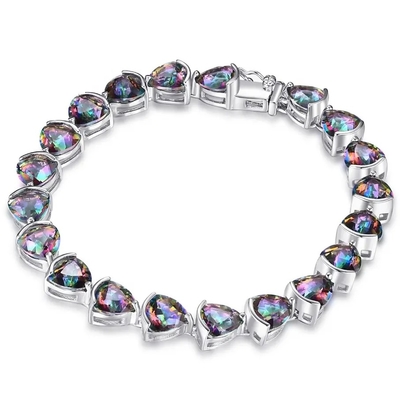 Groothandel 925 Sterling Silver Trillion Cut Mystic Topaz Tennnis Bracelet