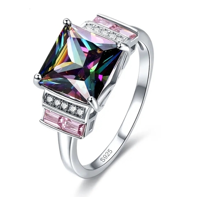 Groothandel 925 Sterling Silver Jewelry Square Shape-Mysticus Topaz Silver Ring