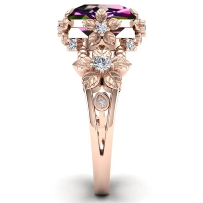 14K goud Geplateerde Sterling Silver Vintage Art Round-Besnoeiingsmysticus Wit Topaz Gemstone Engagement Rings
