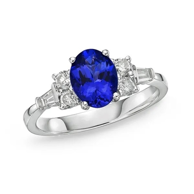 925 Sterling Silver Wholesale Tanzanite Ring het Ovaal sneed het Huwelijksverlovingsring van Arduinsteentanzanite