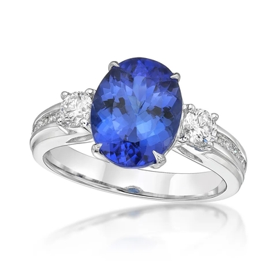 925 Sterling Silver Wholesale Tanzanite Ring het Ovaal sneed het Huwelijksverlovingsring van Arduinsteentanzanite