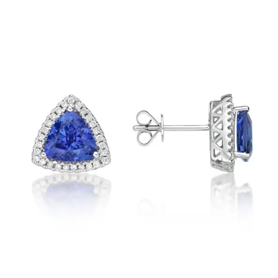 Sneed Uiterst kleine Schrijver uit de klassieke oudheid Triljoen van CZ van 925 Sterling Silver Solitaire Blue Tanzanite-Oorringenjuwelen Tanzanite-Nageloorringen
