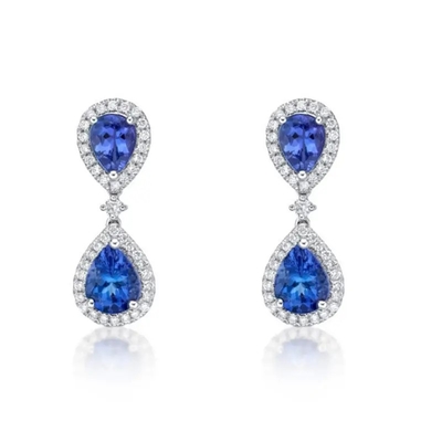 Huwelijksjuwelen, Lange de Kleurensteen 925 van oorrings blauwe Tanzanite Zilveren Geplateerd Rhodium