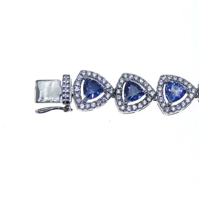 Manierjuwelen 925 Sterling Silver Trillion Cut Tanzanite-Tennisarmband