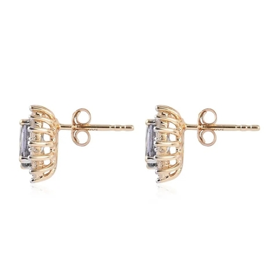 Stevige 925 van Kerstmisjuwelen van Sterling Silver Created Tanzanite CZ de Nageloorringen voor Vrouwen